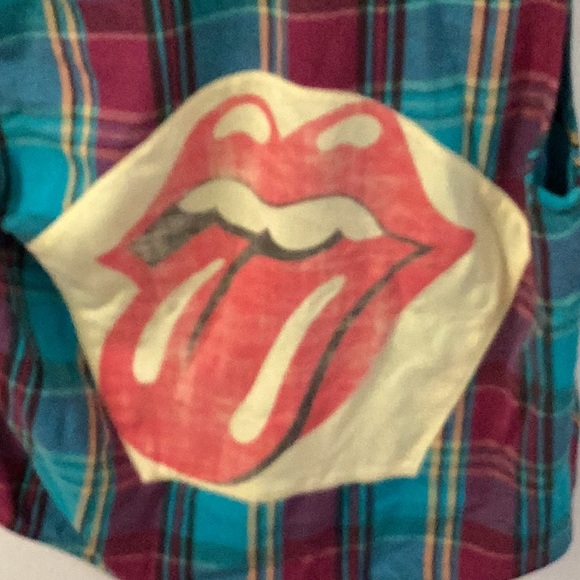 Vintage90s Rolling Stones tongue flannel vest - Picture 6 of 8